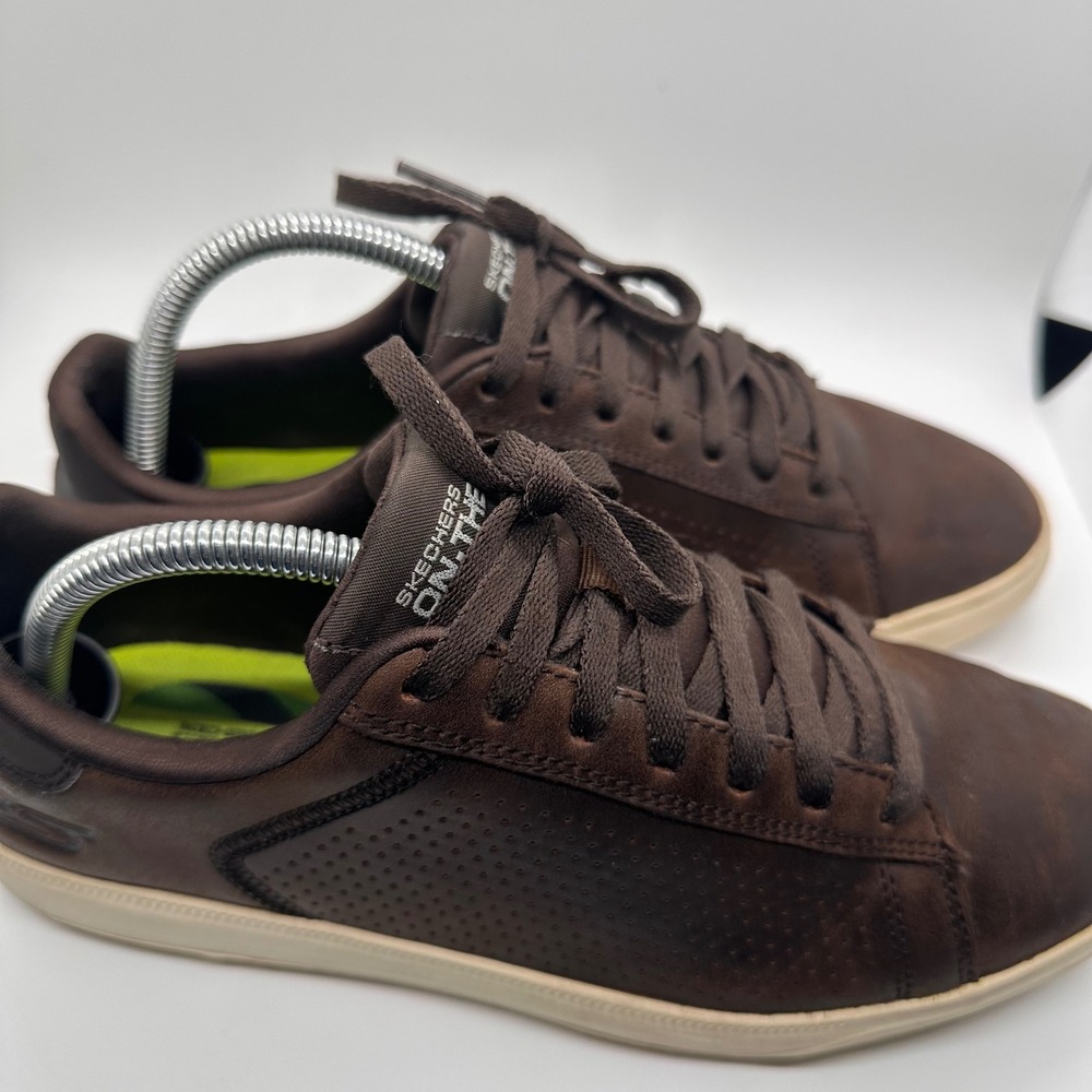 Skechers On-The-Go Leather Sneakers Casual Cushion Walking Shoes Brown Size 7.5 - Picture 9 of 12